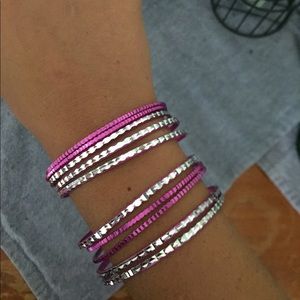 Pink and silver/sparkly bangles